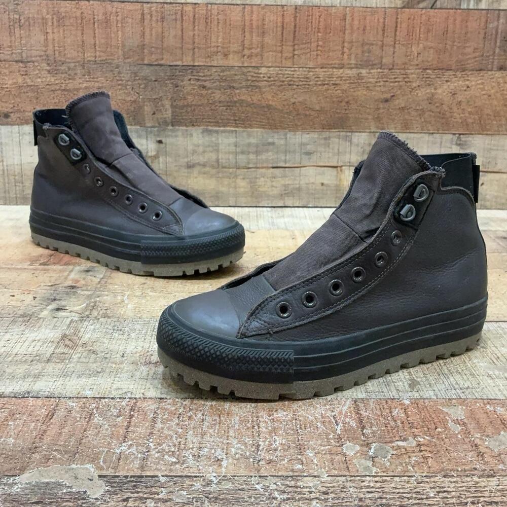Converse Chuck Taylor Boots Mens Size 7.5 Brown Leather Waterproof Ankle Combat